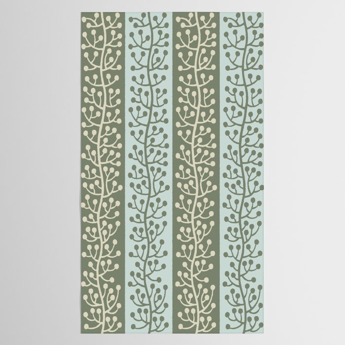 Mid Century Modern Berry Vine Sage and Mint Green Tablecloth Gallery Image 2
