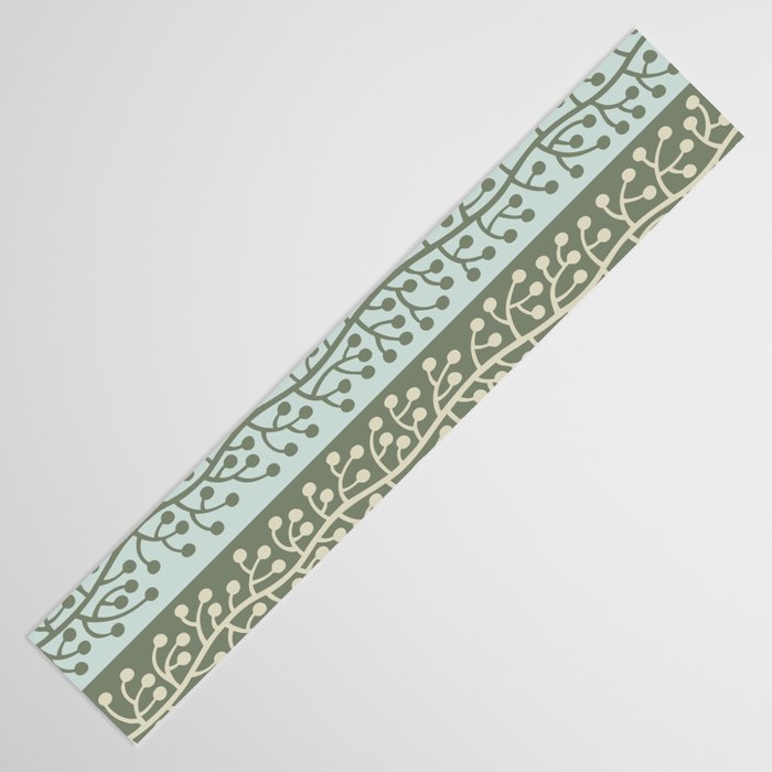 Mid Century Modern Berry Vine Sage and Mint Green Table Runner Gallery Image 3