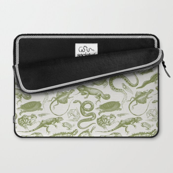 Reptiles and Amphibians Vintage Chic Monochromatic Pattern  Laptop Sleeve Gallery Image 2