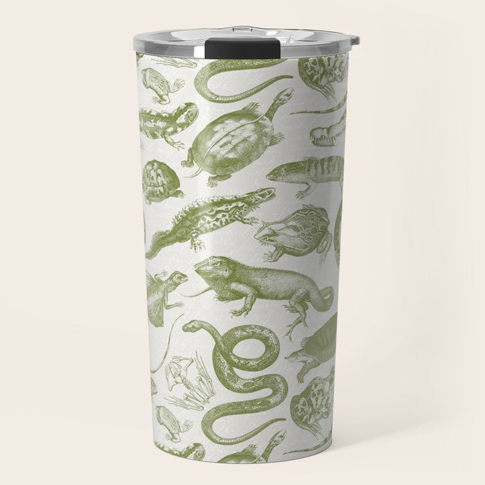 Reptiles and Amphibians Vintage Chic Monochromatic Pattern  Travel Mug Gallery Image 1
