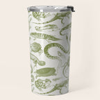 Reptiles and Amphibians Vintage Chic Monochromatic Pattern  Travel Mug Gallery Image 2
