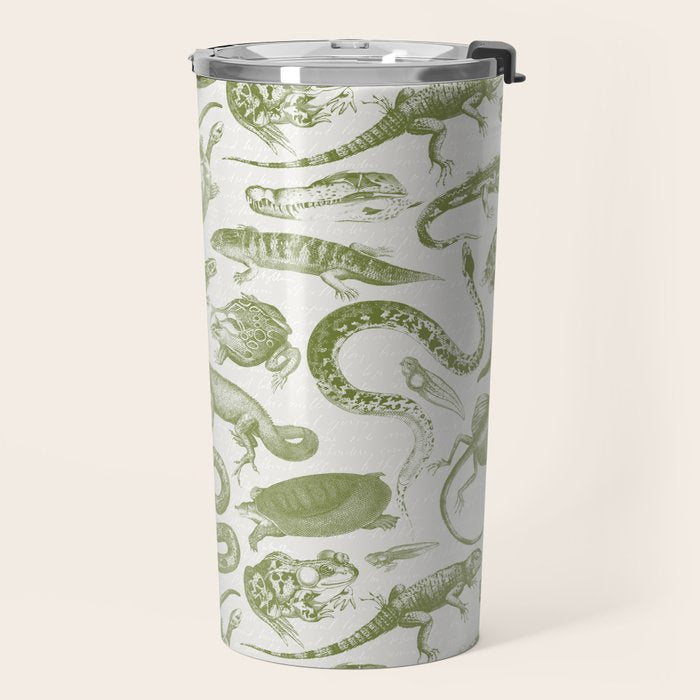 Reptiles and Amphibians Vintage Chic Monochromatic Pattern  Travel Mug Gallery Image 2