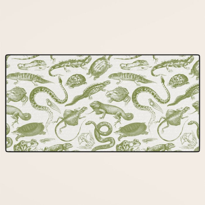 Reptiles and Amphibians Vintage Chic Monochromatic Pattern  Desk Mat Gallery Image 3
