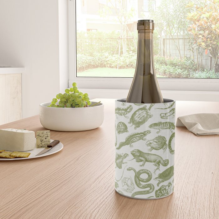 Reptiles and Amphibians Vintage Chic Monochromatic Pattern  Wine Chiller Gallery Image 4