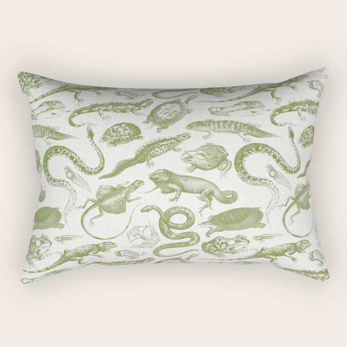 Reptiles and Amphibians Vintage Chic Monochromatic Pattern  Rectangular Pillow Gallery Image 1