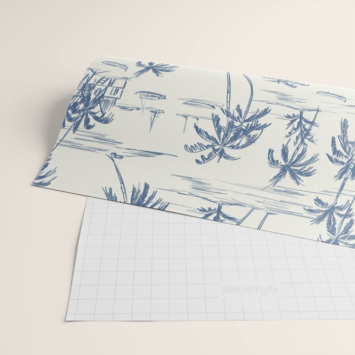 Blue Beach Pattern Wrapping Paper Gallery Image 2