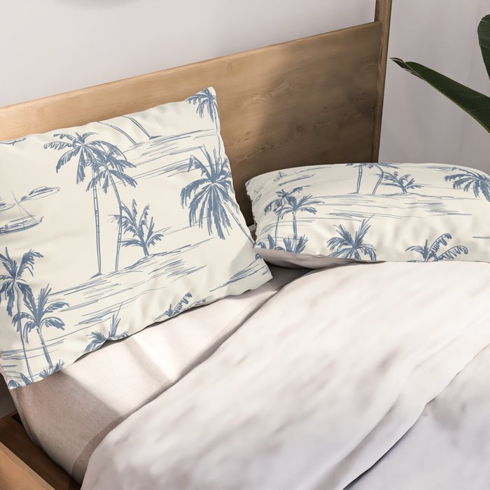 Blue Beach Pattern Pillow Sham Gallery Image 2