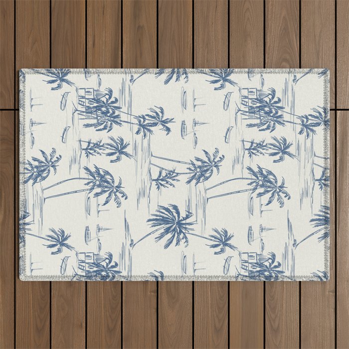 Blue Beach Pattern Outdoor Rug Gallery Image 1