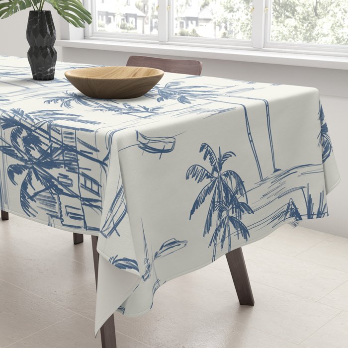 Blue Beach Pattern Tablecloth Gallery Image 3