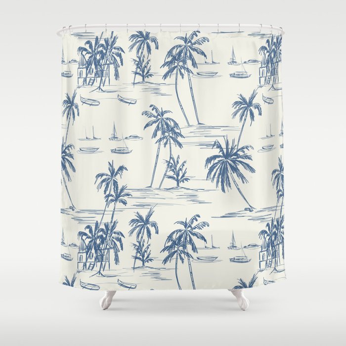 Blue Beach Pattern Shower Curtain Gallery Image 1