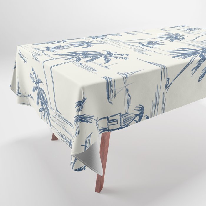 Blue Beach Pattern Tablecloth Gallery Image 1