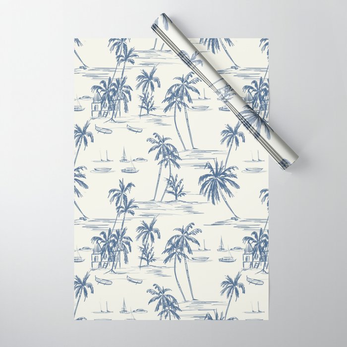 Blue Beach Pattern Wrapping Paper Gallery Image 1