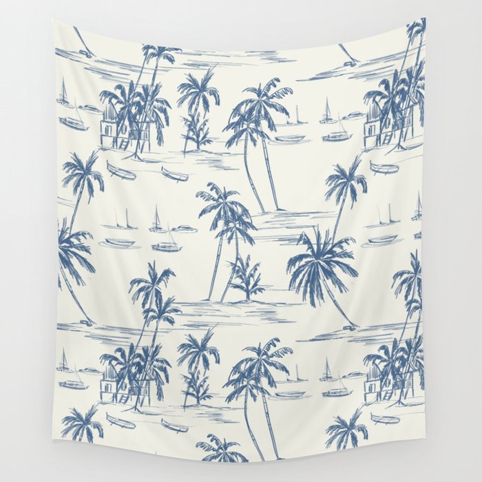 Blue Beach Pattern Wall Tapestry Gallery Image 4