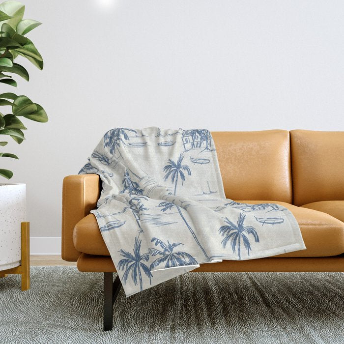 Blue Beach Pattern Throw Blanket Gallery Image 1