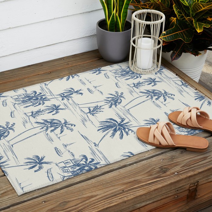 Blue Beach Pattern Outdoor Rug Gallery Image 2