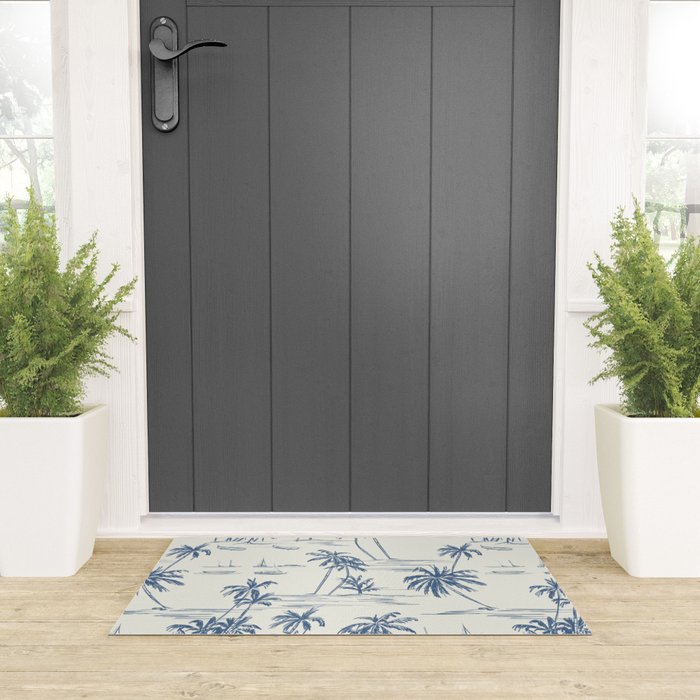 Blue Beach Pattern Welcome Mat Gallery Image 3