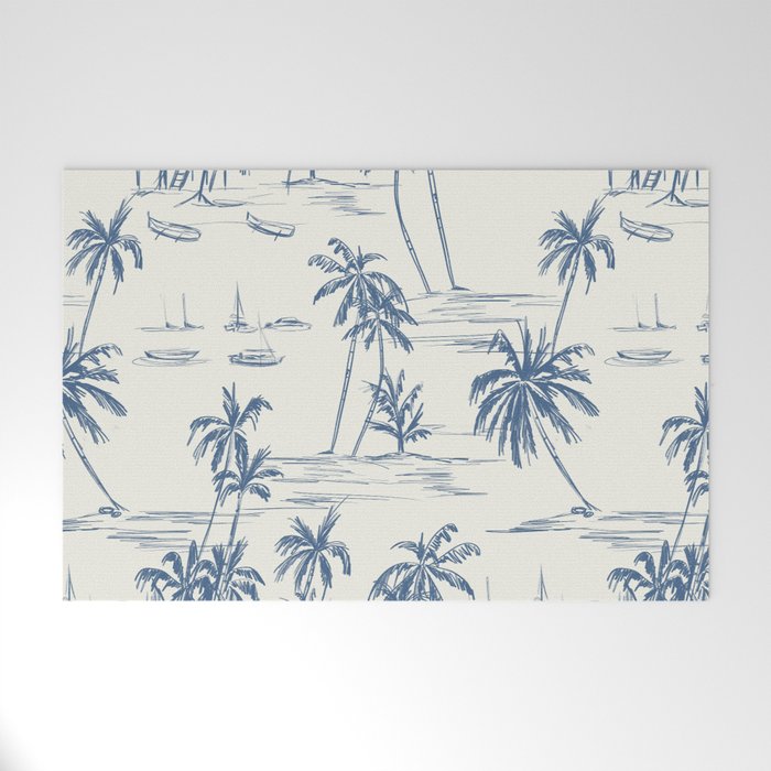 Blue Beach Pattern Welcome Mat Gallery Image 1