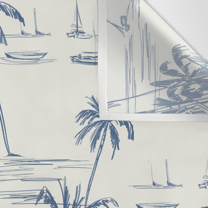 Blue Beach Pattern Wall Tapestry Gallery Image 3