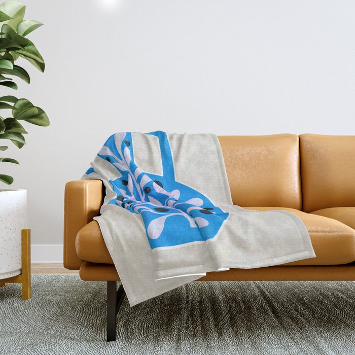 Mediterramean blue vase and leaves Throw Blanket Gallery Image 1