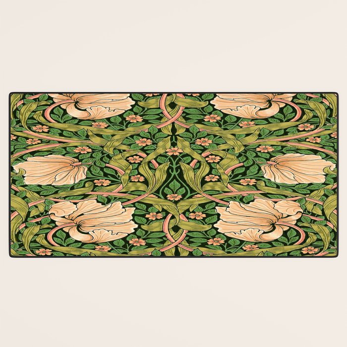 William Morris Pimpernel, green, William Morris floral design  Desk Mat Gallery Image 3