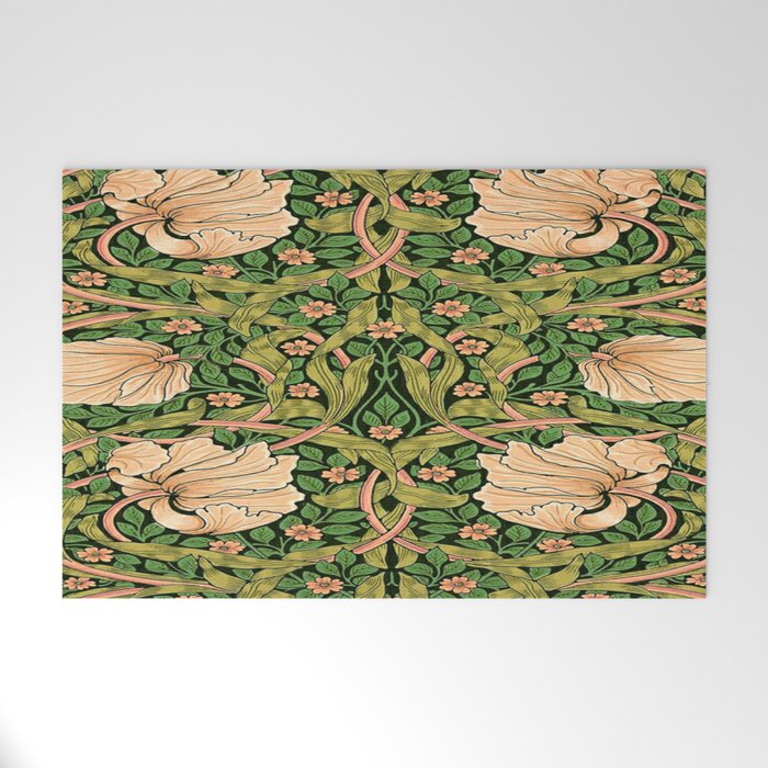 William Morris Pimpernel, green, William Morris floral design  Welcome Mat Gallery Image 1