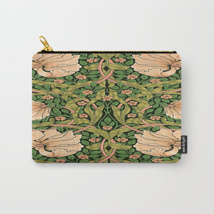 William Morris Pimpernel, green, William Morris floral design  Carry All Pouch Gallery Image 1