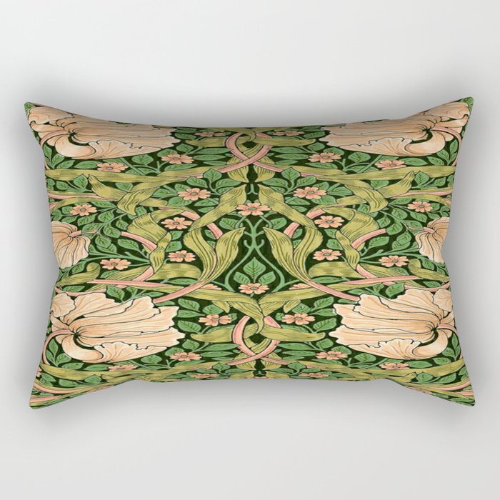 William Morris Pimpernel, green, William Morris floral design  Rectangular Pillow Gallery Image 1