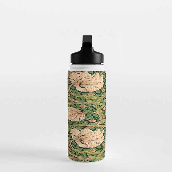 William Morris Pimpernel, green, William Morris floral design  Water Bottle Gallery Image 3