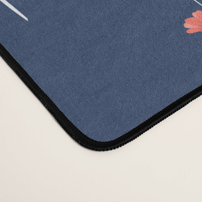Retro Dark Flower Pattern in Modern Navy and Coral Desk Mat Gallery Image 4