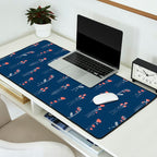 Retro Dark Flower Pattern in Modern Navy and Coral Desk Mat Gallery Image 2