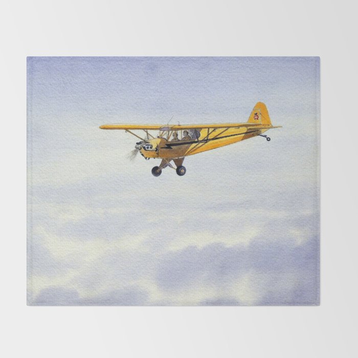 J-3 Piper Cub Aircraft Throw Blanket Gallery Image 2
