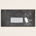 Video Game Controller Patent - Retro Gaming Game Room Art - Black Chalkboard Desk Mat Gallery Image 1