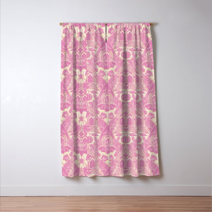Gothic Halloween Damask - primrose and cream  Window Curtain Gallery Image 3