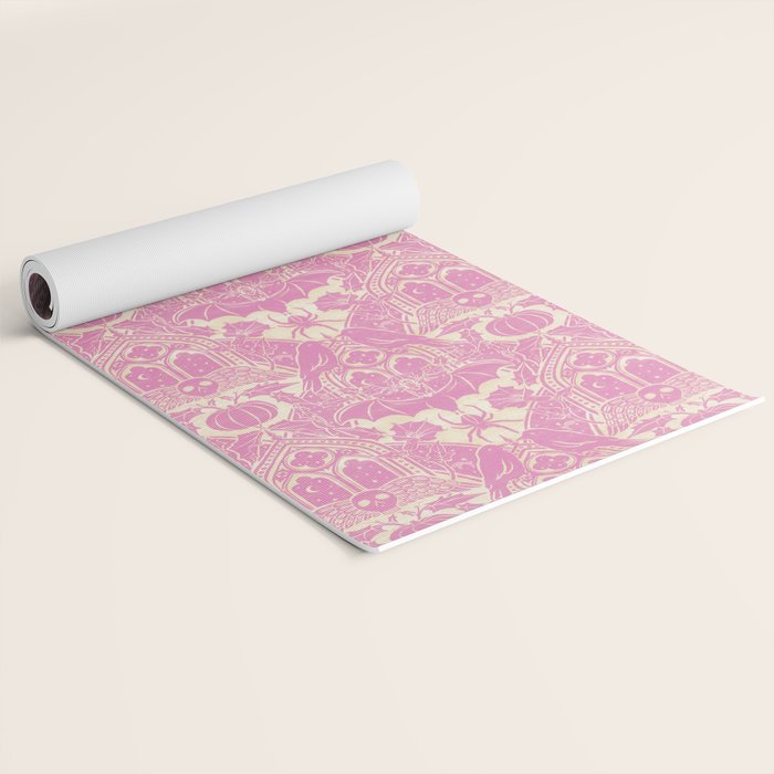 Gothic Halloween Damask - primrose and cream  Yoga Mat Gallery Image 2