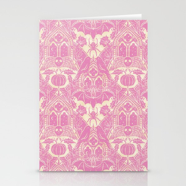 Gothic Halloween Damask - primrose and cream  Stationery Card Gallery Image 2
