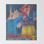 Spain Travel Poster, Colorful Spanish Festival Poster Throw Blanket Gallery Image 2