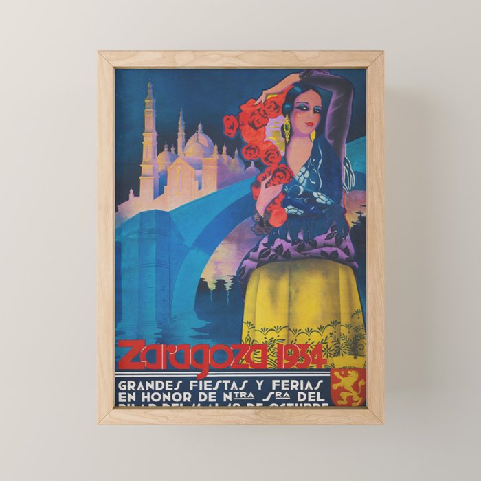 Spain Travel Poster, Colorful Spanish Festival Poster Mini Art Print Gallery Image 1