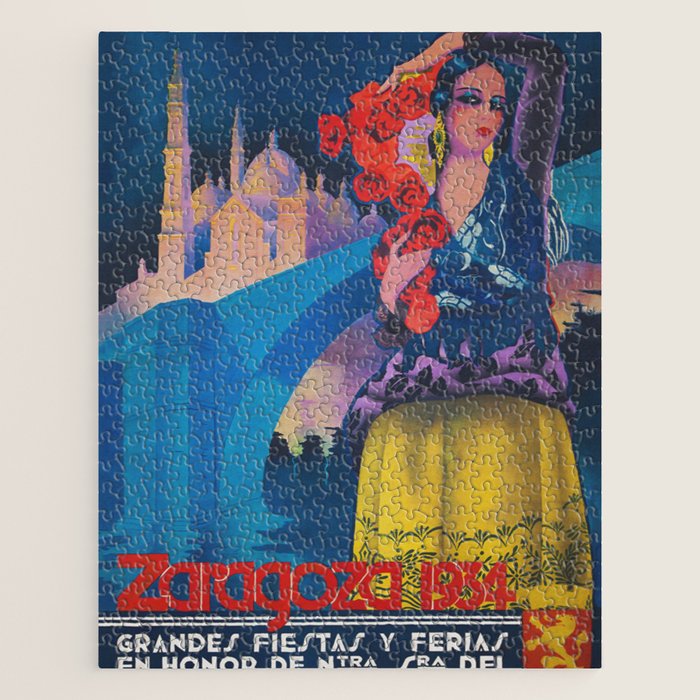 Spain Travel Poster, Colorful Spanish Festival Poster Jigsaw Puzzle Gallery Image 1