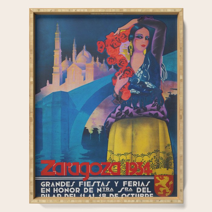 Spain Travel Poster, Colorful Spanish Festival Poster Serving Tray Gallery Image 1