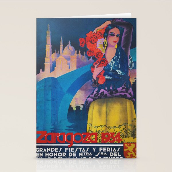 Spain Travel Poster, Colorful Spanish Festival Poster Stationery Card Gallery Image 2