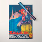Spain Travel Poster, Colorful Spanish Festival Poster Wrapping Paper Gallery Image 1