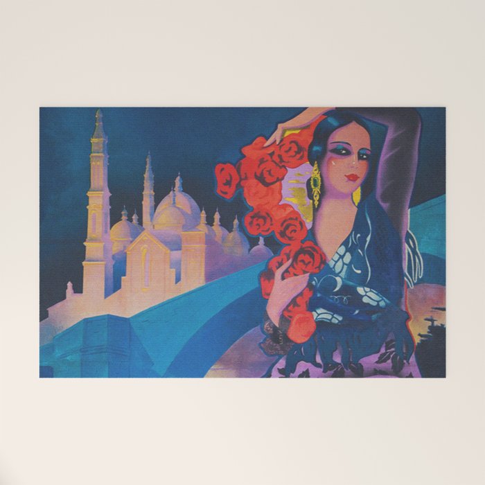 Spain Travel Poster, Colorful Spanish Festival Poster Welcome Mat Gallery Image 1