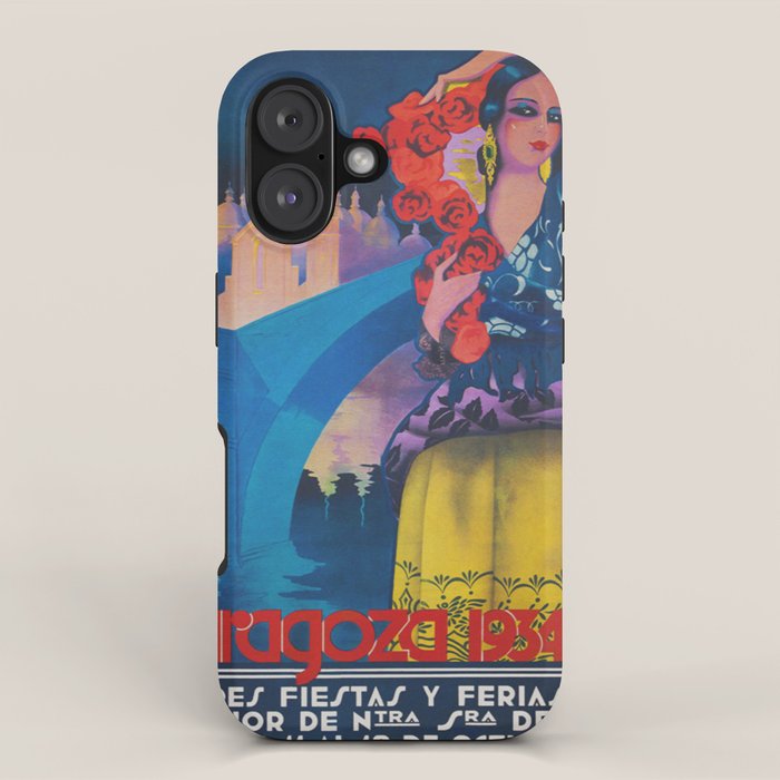 Spain Travel Poster, Colorful Spanish Festival Poster iPhone Case Gallery Image 1