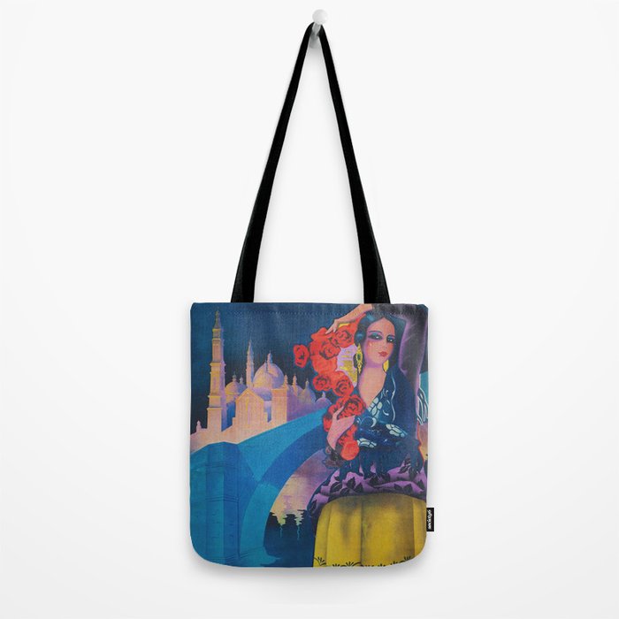 Spain Travel Poster, Colorful Spanish Festival Poster Tote Bag Gallery Image 2