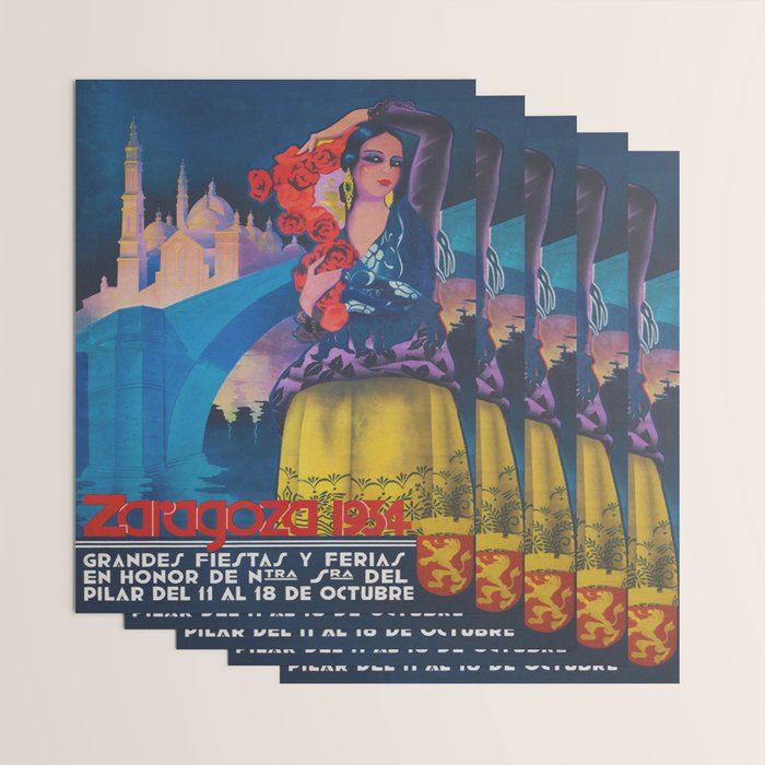 Spain Travel Poster, Colorful Spanish Festival Poster Wrapping Paper Gallery Image 3