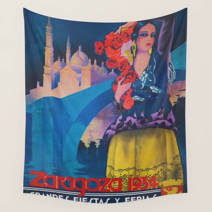 Spain Travel Poster, Colorful Spanish Festival Poster Wall Tapestry Gallery Image 4