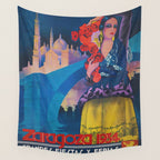 Spain Travel Poster, Colorful Spanish Festival Poster Wall Tapestry Gallery Image 4
