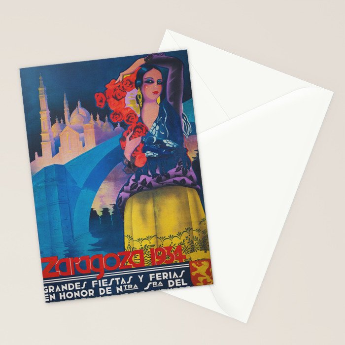 Spain Travel Poster, Colorful Spanish Festival Poster Stationery Card Gallery Image 2