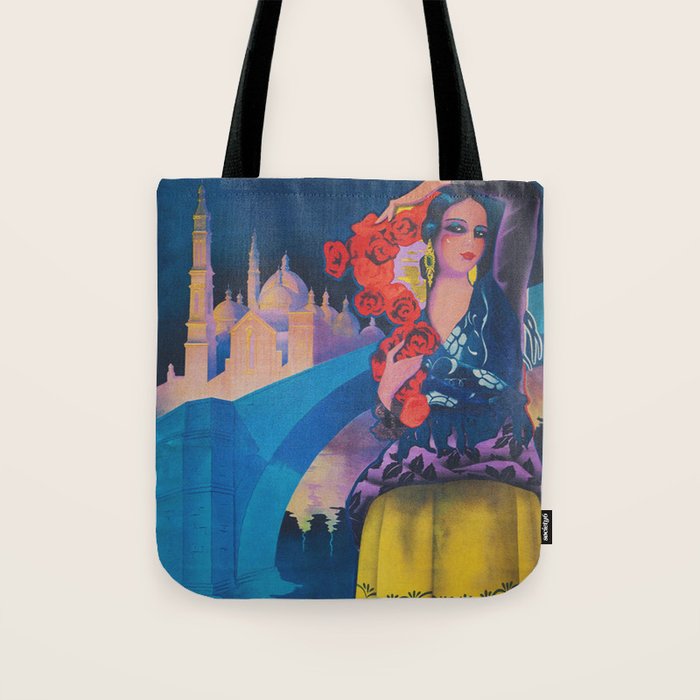 Spain Travel Poster, Colorful Spanish Festival Poster Tote Bag Gallery Image 1