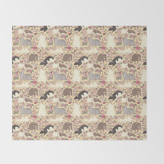 Rats & Peonies Throw Blanket Gallery Image 2